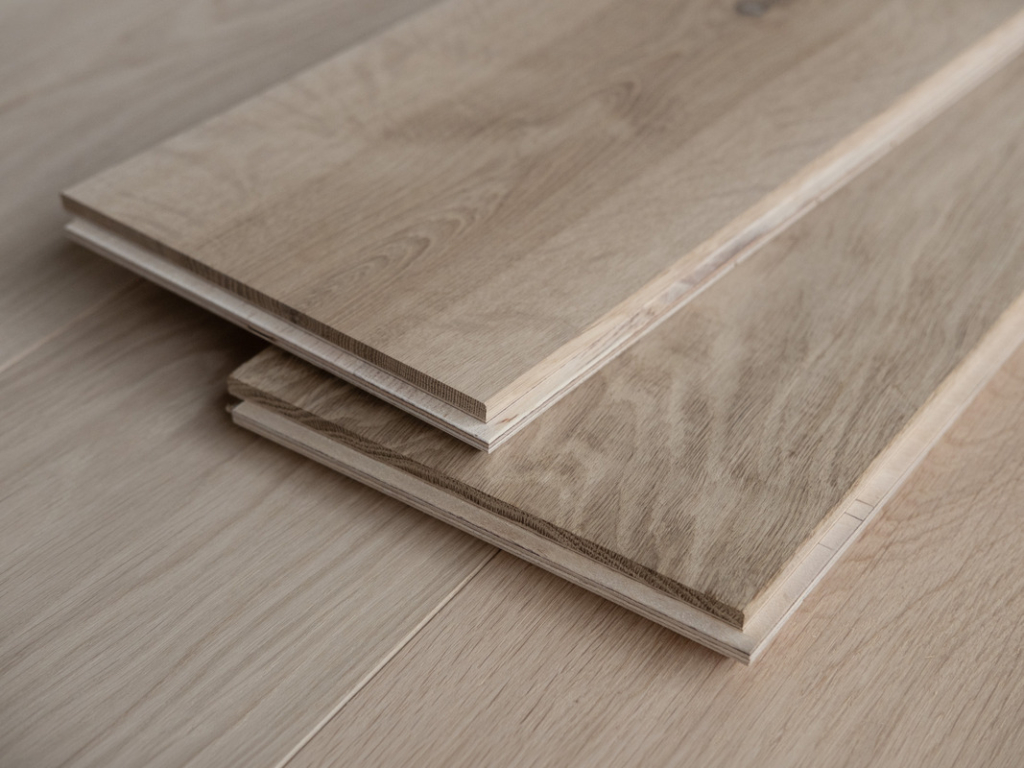 To lamelplanker i ubehandlet eg, Rustik A, 21x180 mm, set fra siden sÃ¥ slidlaget ses - ALPO Group